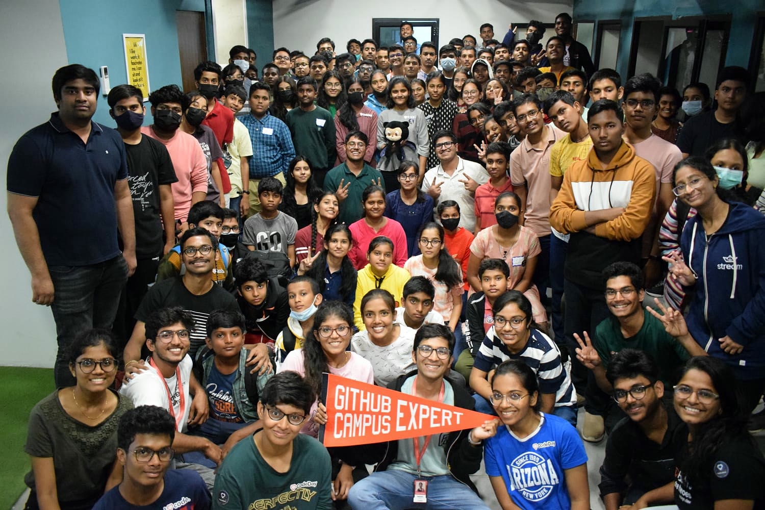 CodeDay participants and organisers posing for a group photograph